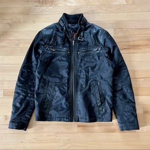 Guess Men’s Leather Bomber Jacket